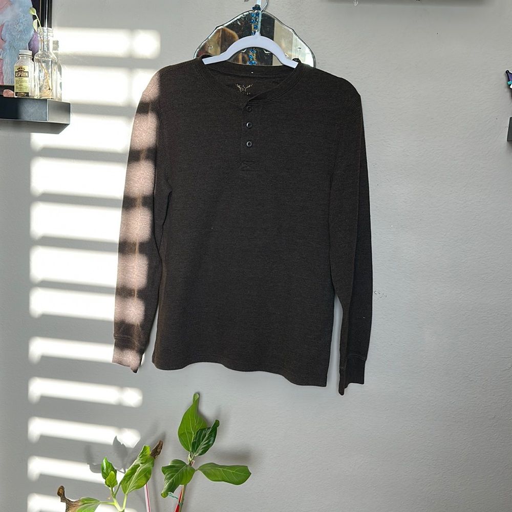 Brown flannel half button up